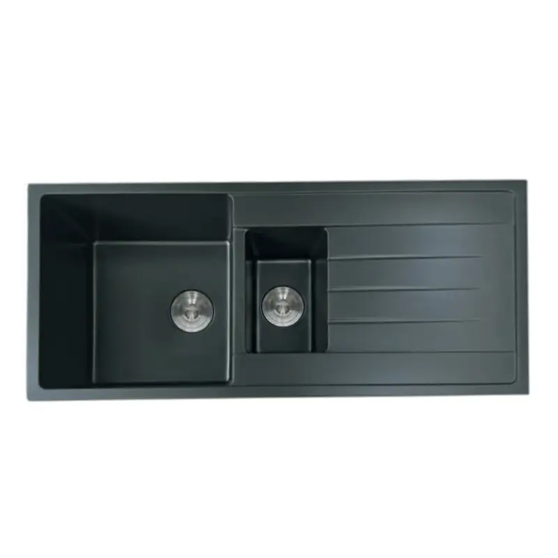 40'' Double Bowl Quartz Composite Sink Topmount with Drainboard